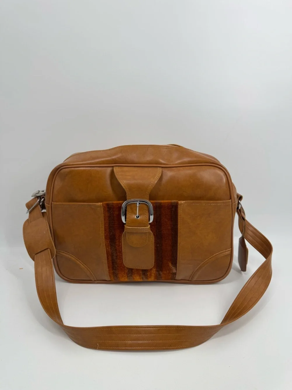 Vintage Style Brown Leather Crossbody Bag work bag Mens Neutral